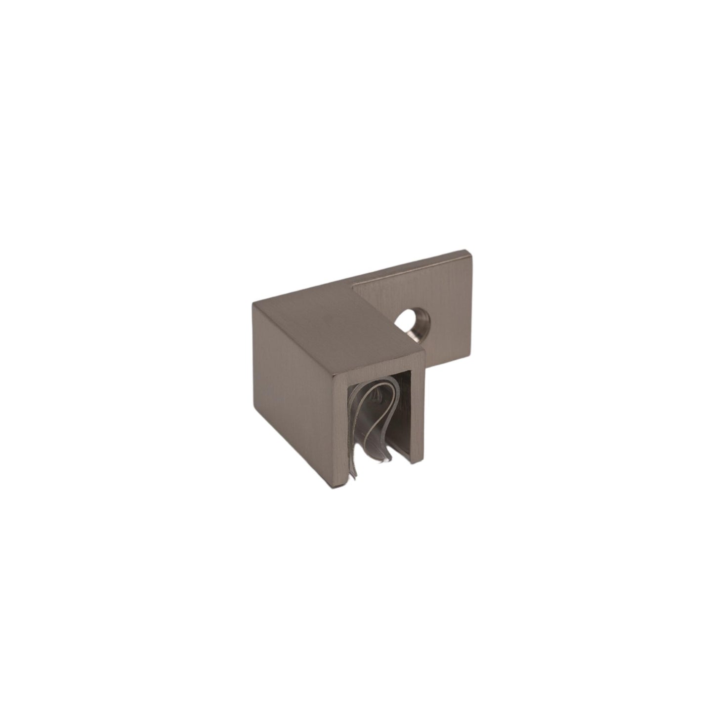 Brushed Nickel Sleeve Over Wall Mount Glass Clamp (Left)