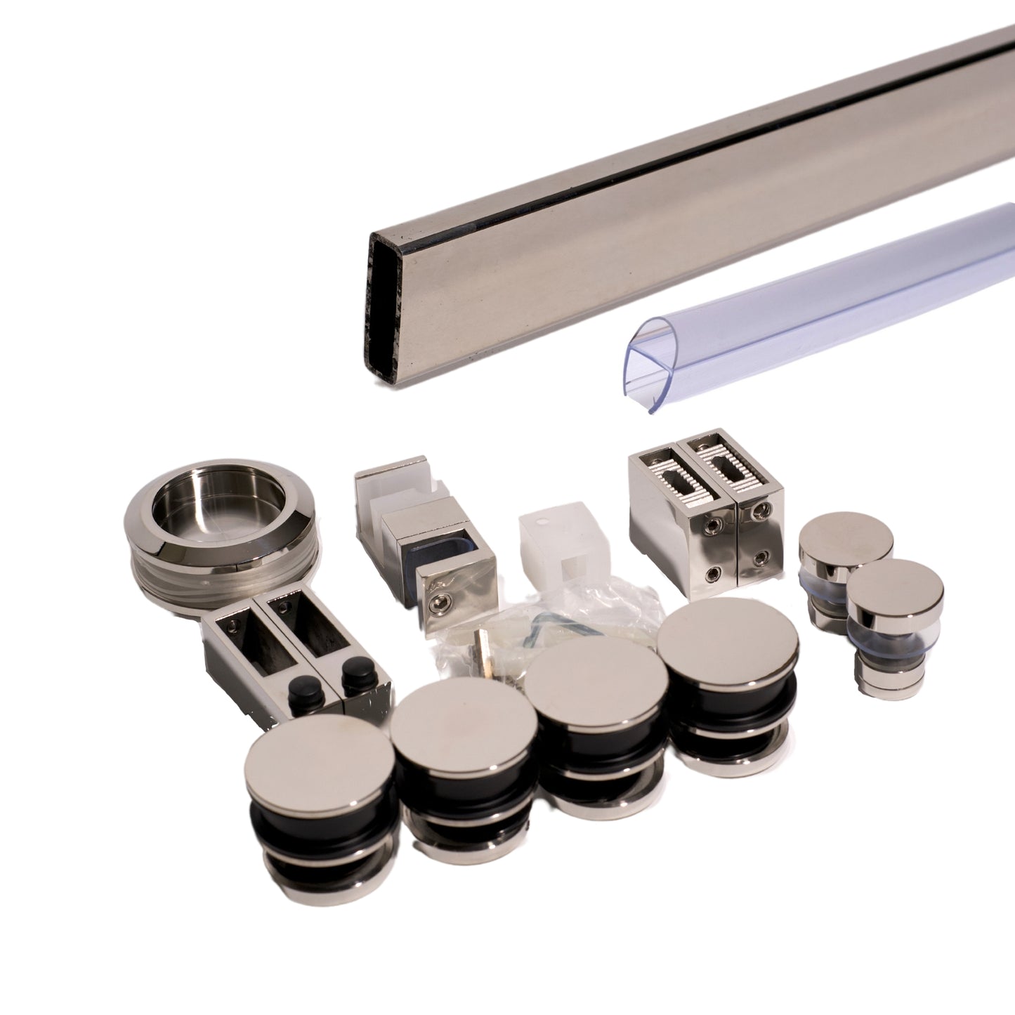Chrome Square Bar Sliding Door System. Serenity Kit