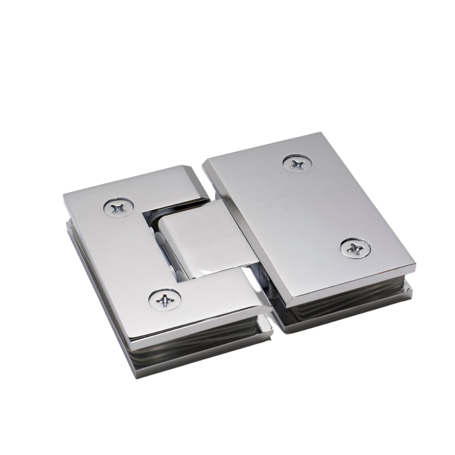 Chrome 180 Degree Square Edge Glass to Glass Hinge