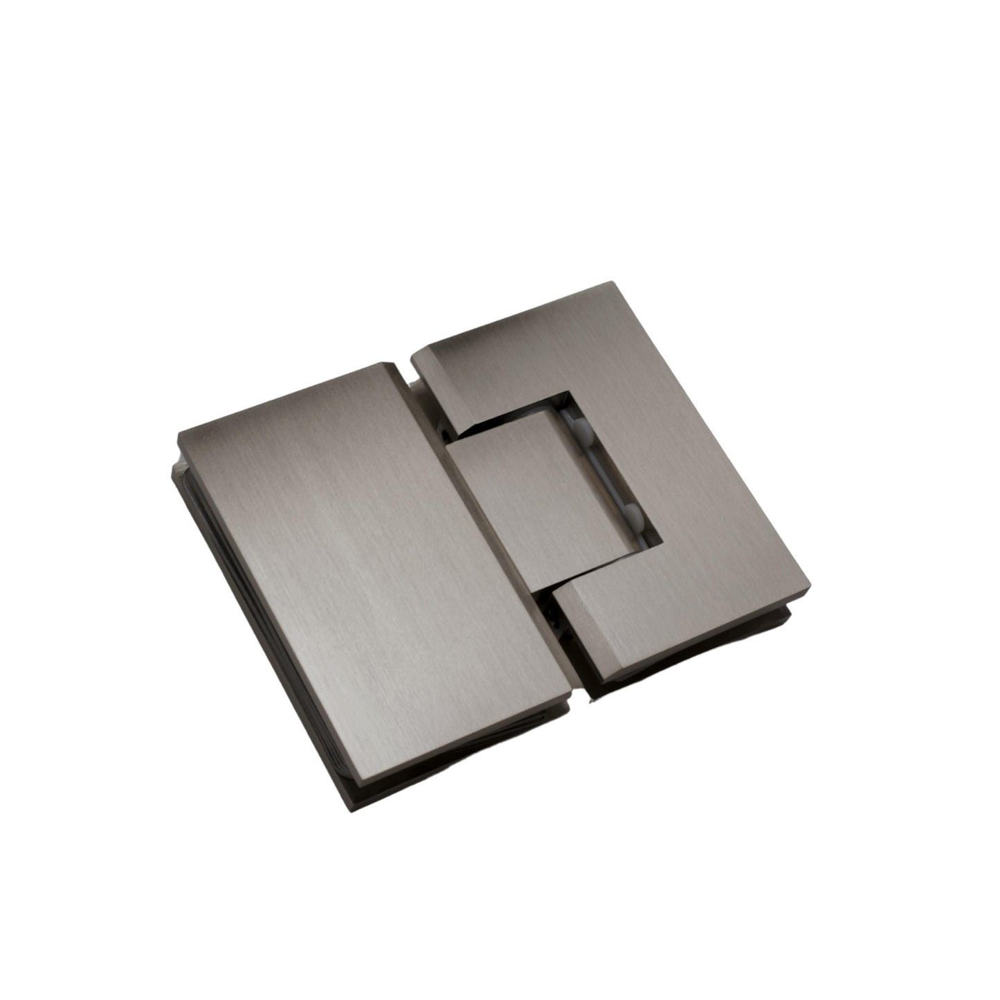 Brushed Nickel 180 Degree Square Edge Glass to Glass Hinge