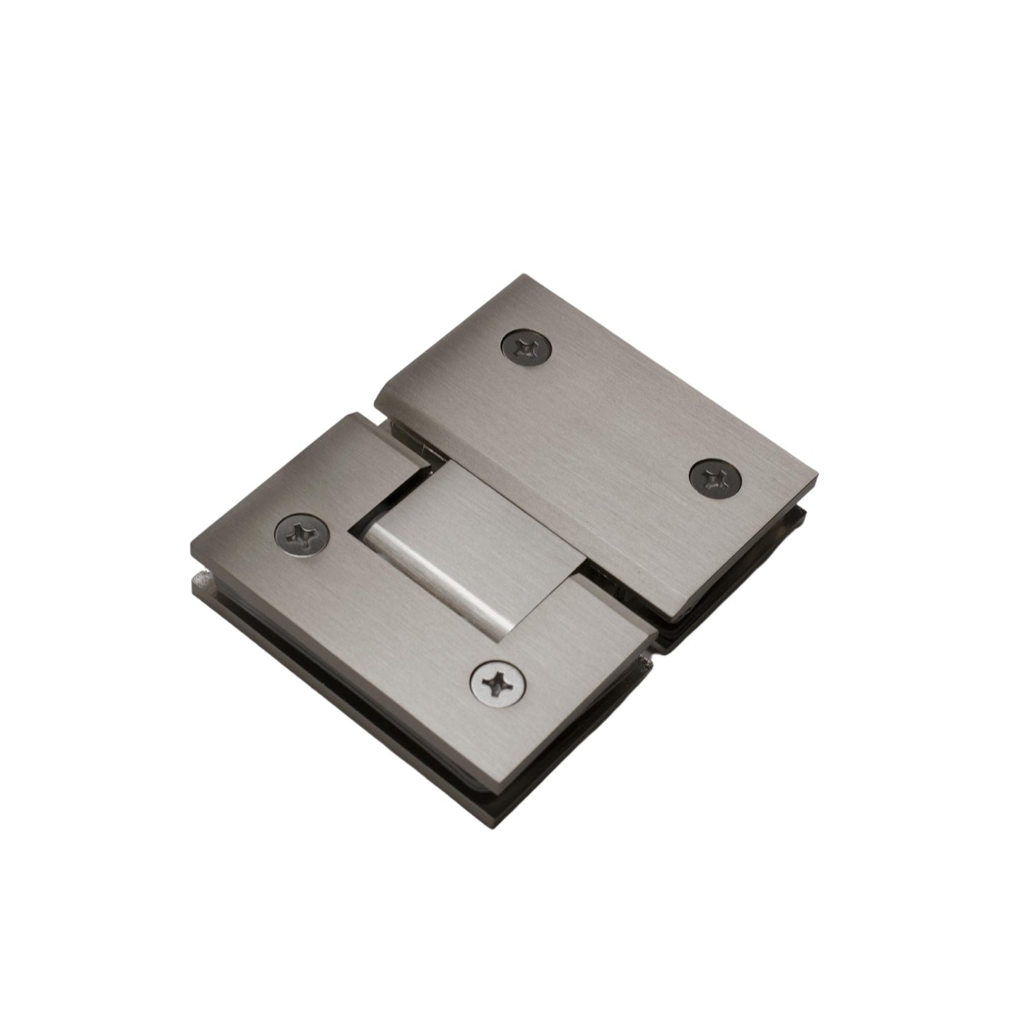 Brushed Nickel 180 Degree Square Edge Glass to Glass Hinge
