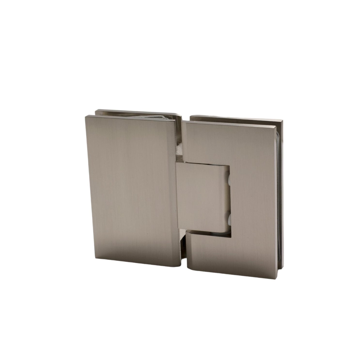 Brushed Nickel 180 Degree Square Edge Glass to Glass Hinge