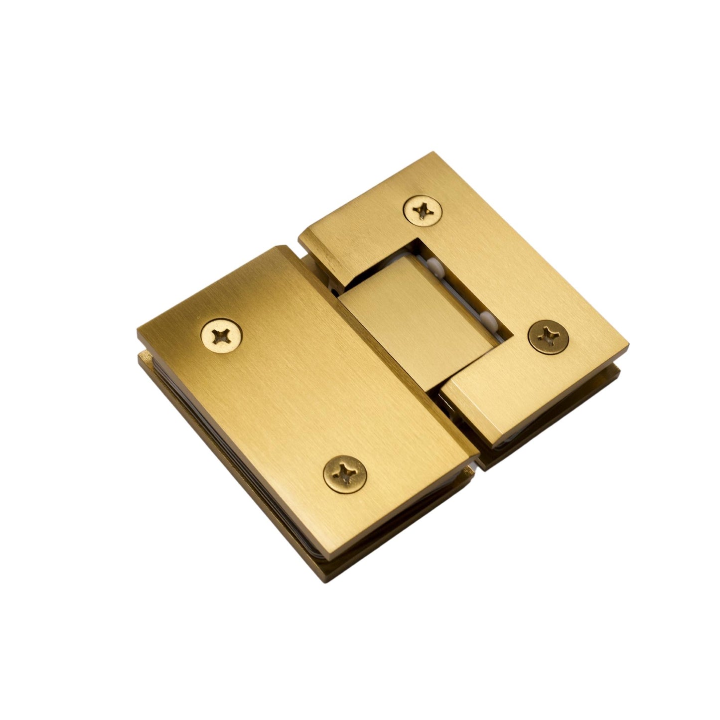 Satin Gold 180 Degree Square Edge Glass to Glass Hinge