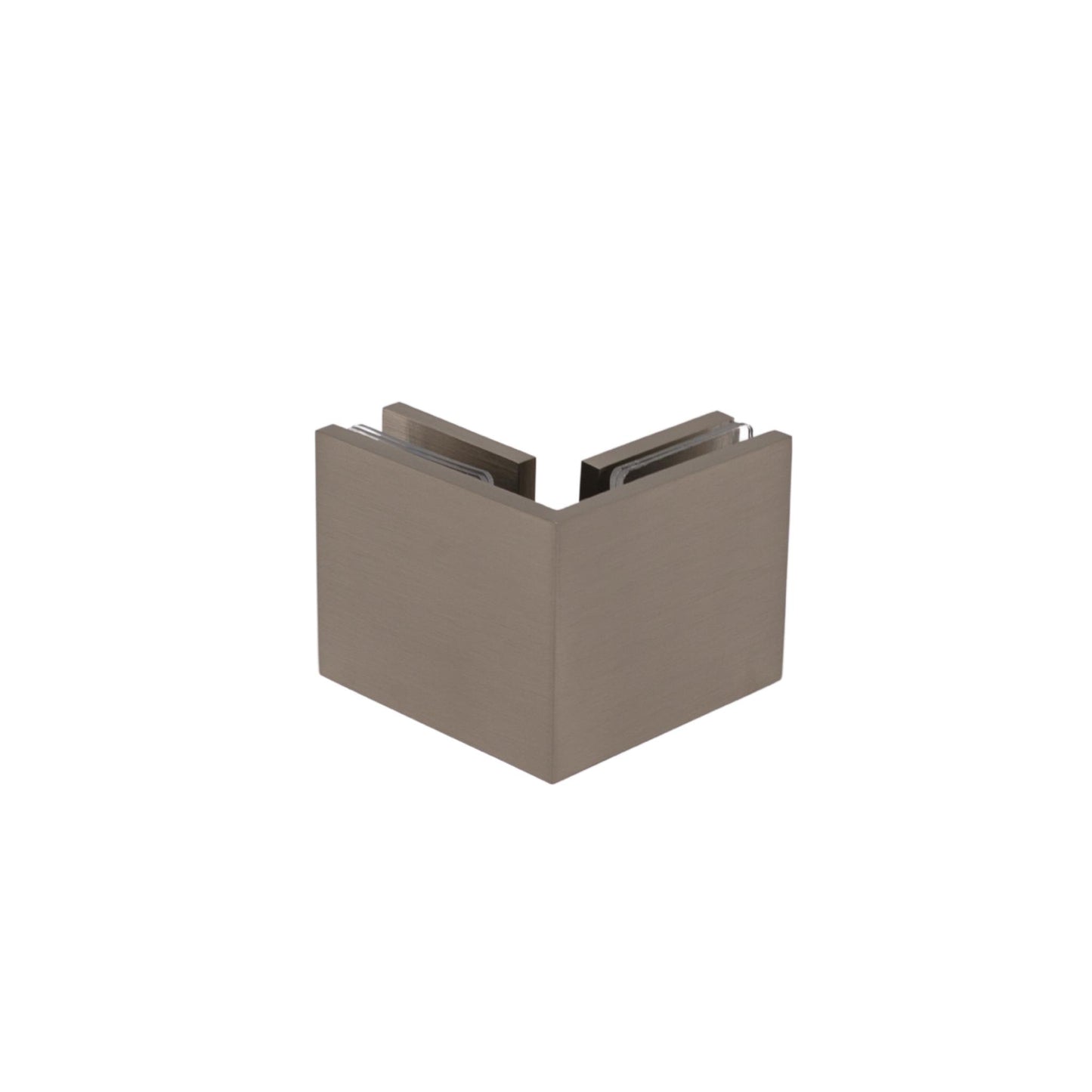 Brushed Nickel 90 Degree Square Edge Glass to Glass Clamp