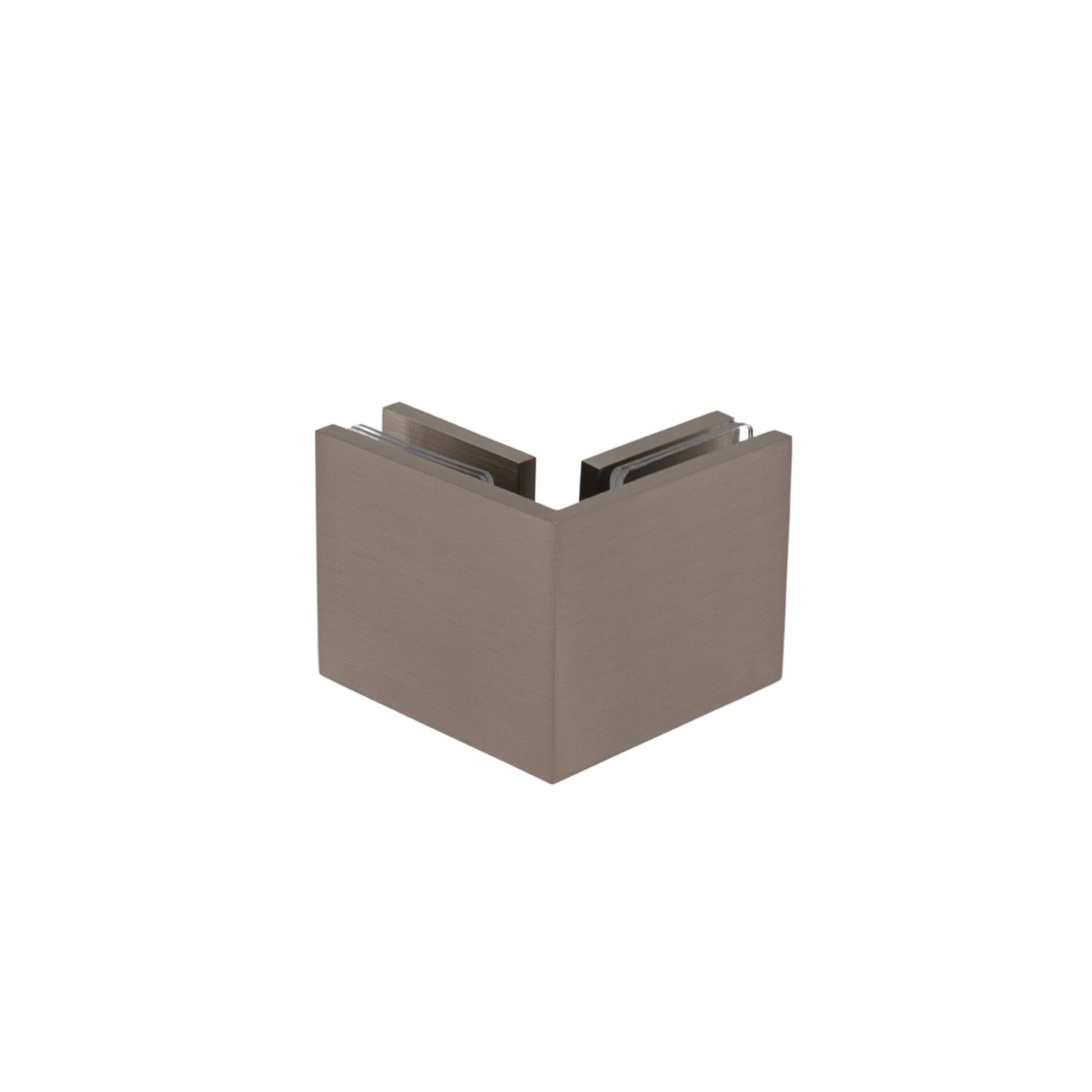 Brushed Nickel 90 Degree Square Edge Glass to Glass Clamp