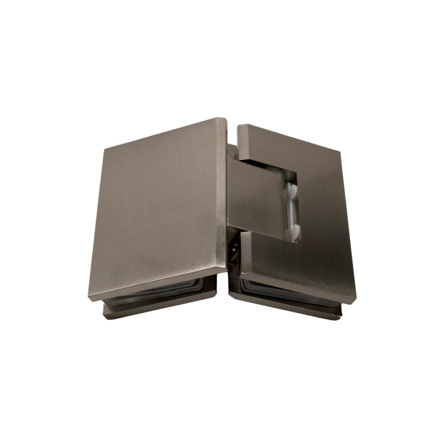 Brushed Nickel 135 Degree Square Edge Glass to Glass Hinge
