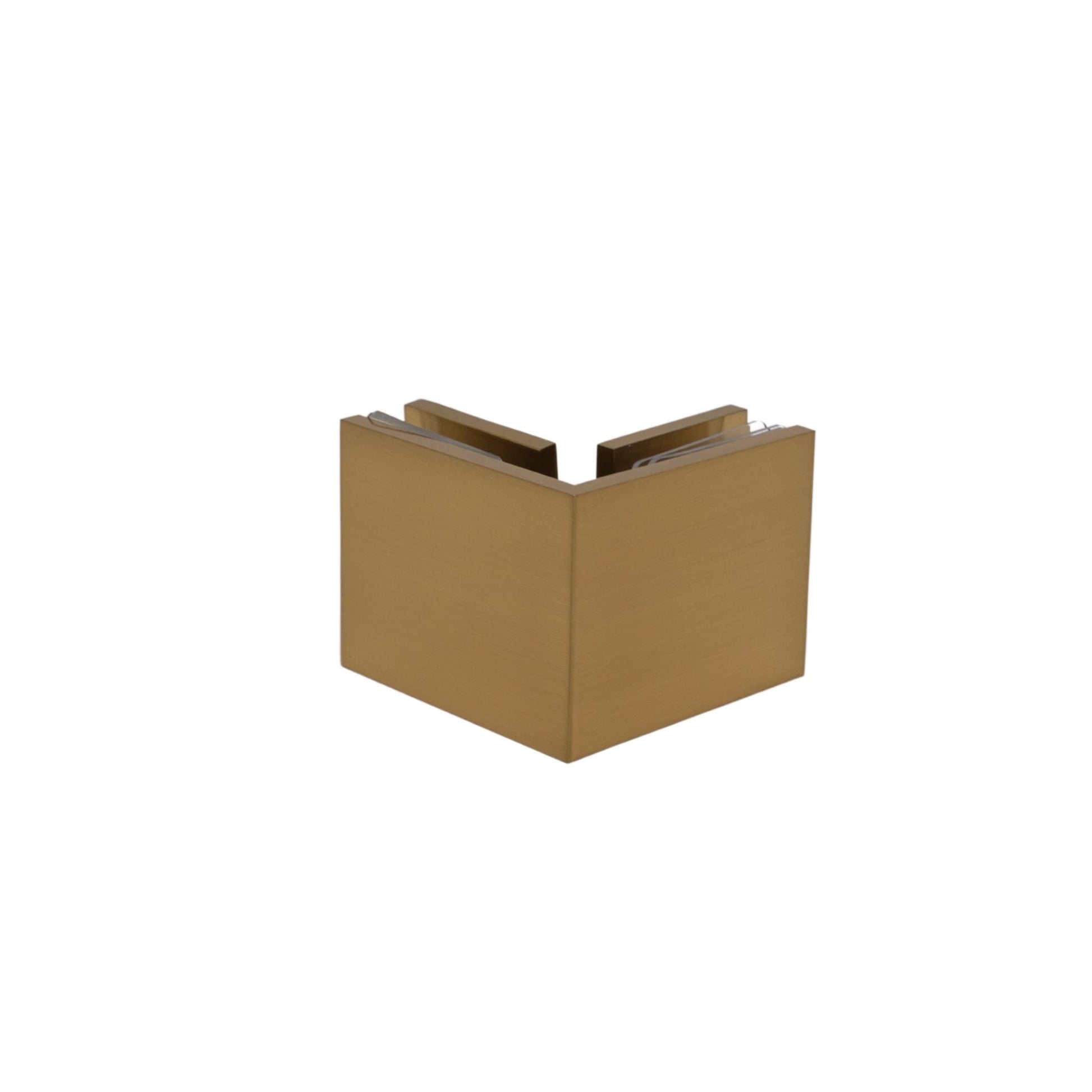 Satin Gold 90 Degree Square Edge Glass to Glass Clamp
