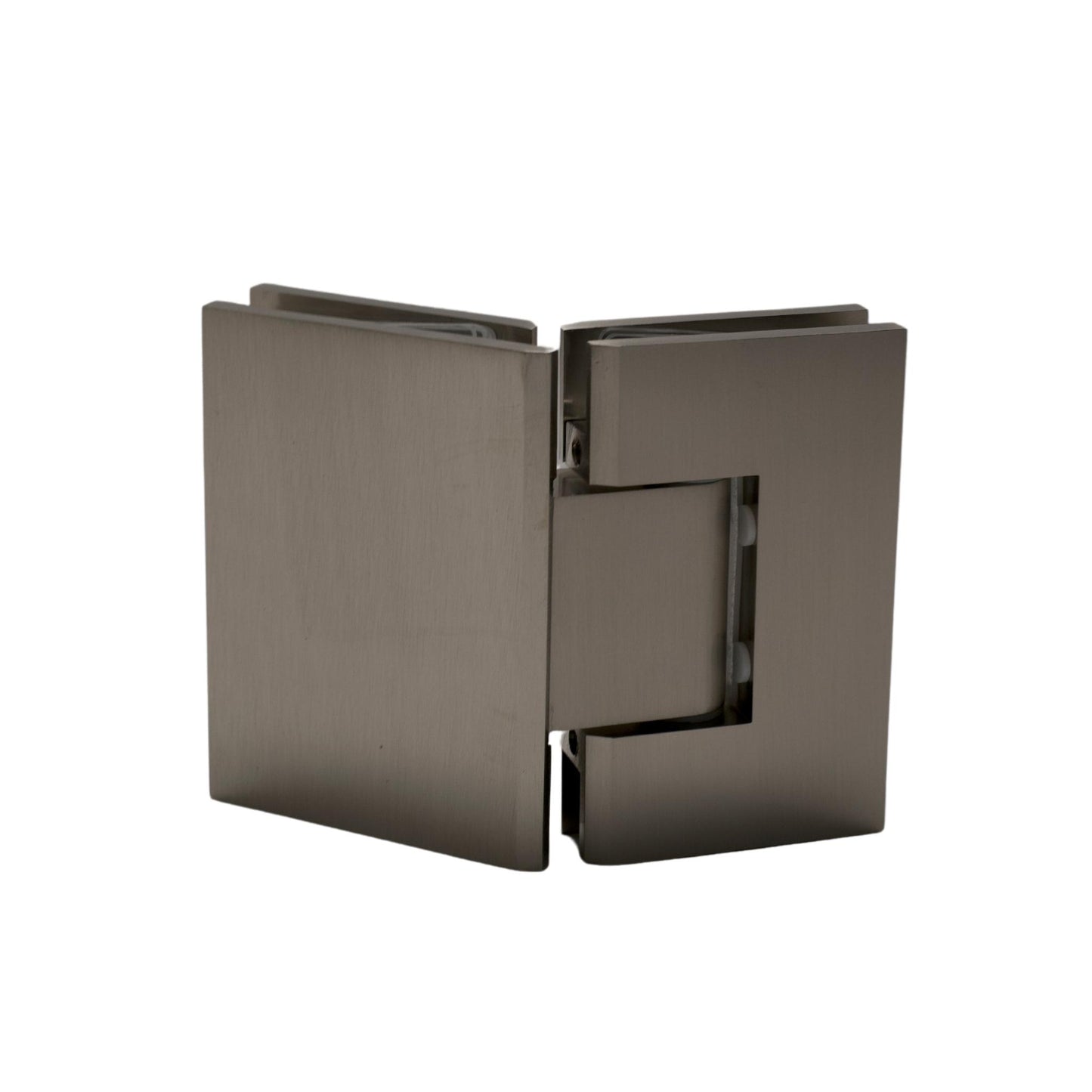 Brushed Nickel 135 Degree Square Edge Glass to Glass Hinge