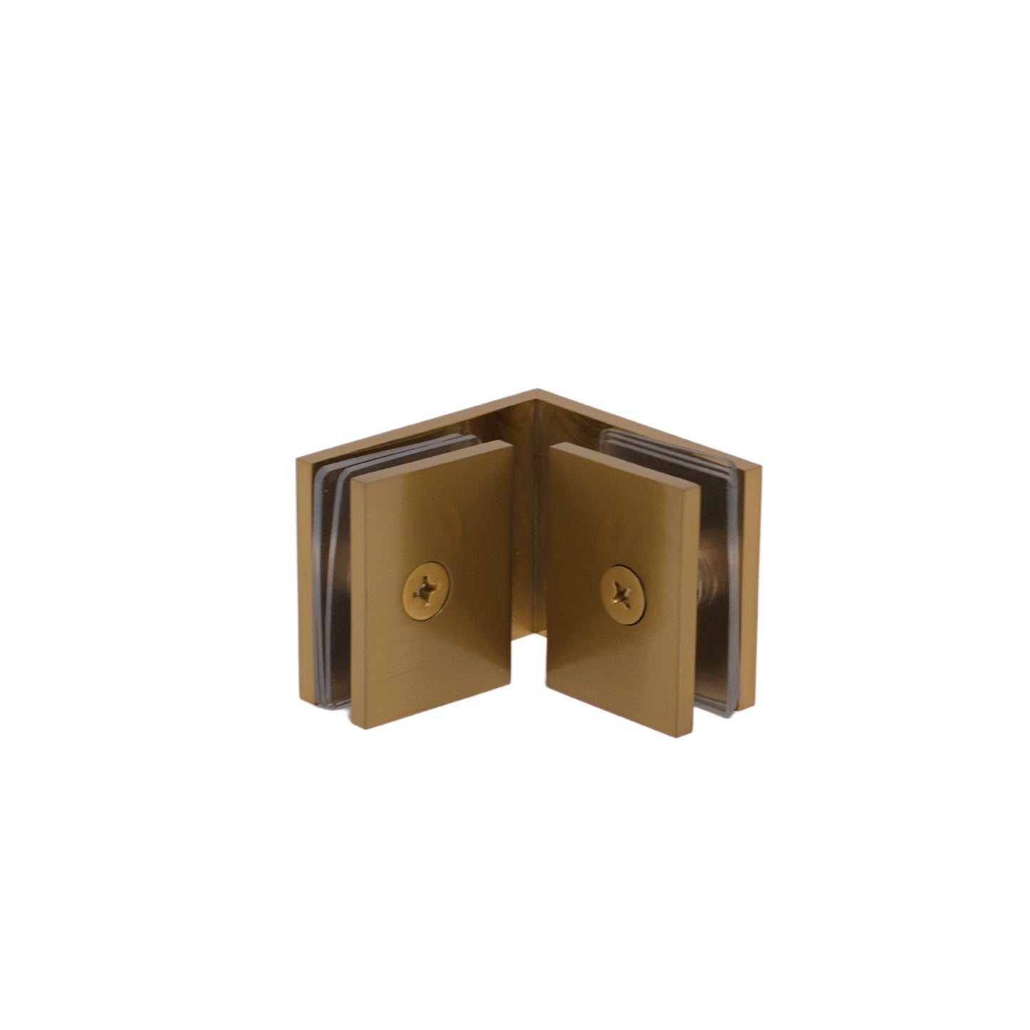Satin Gold 90 Degree Square Edge Glass to Glass Clamp