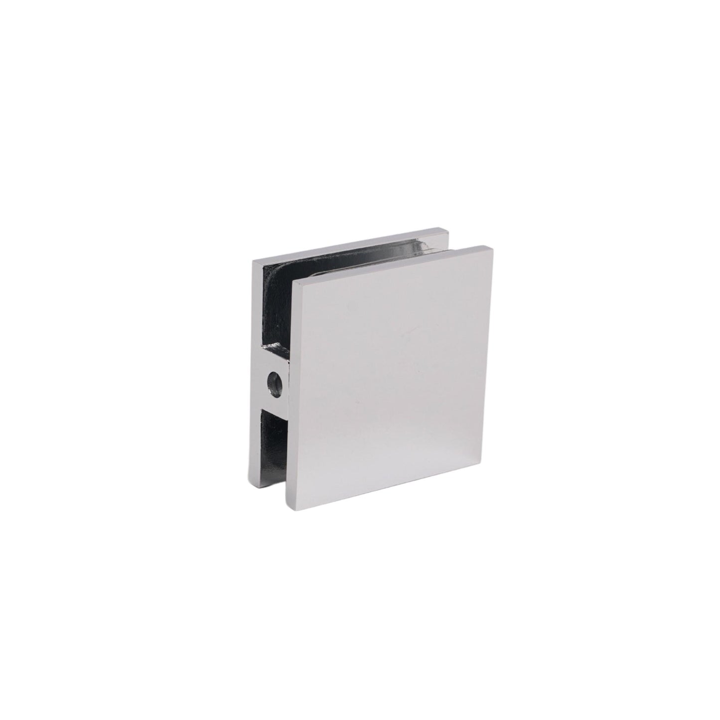 Chrome 0 Degree Single Hole Square Edge Glass Clamp