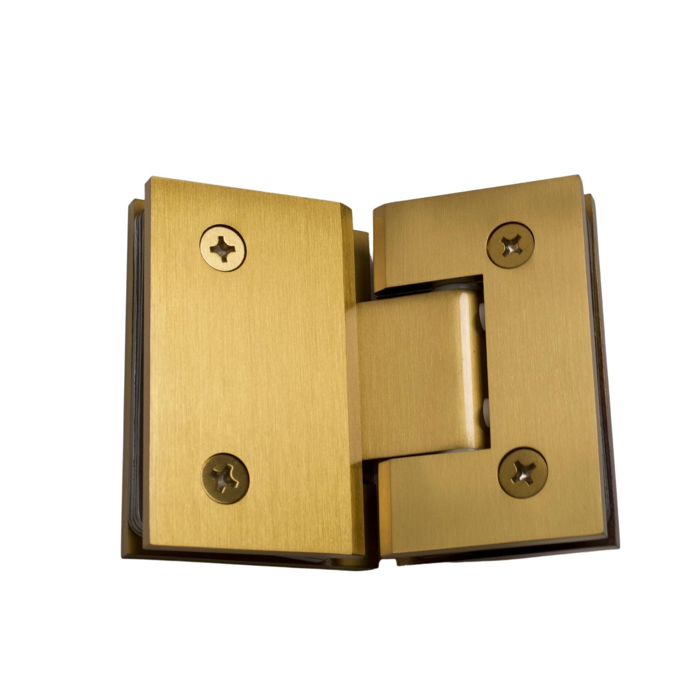 Satin Gold 135 Degree Square Edge Glass to Glass Hinge