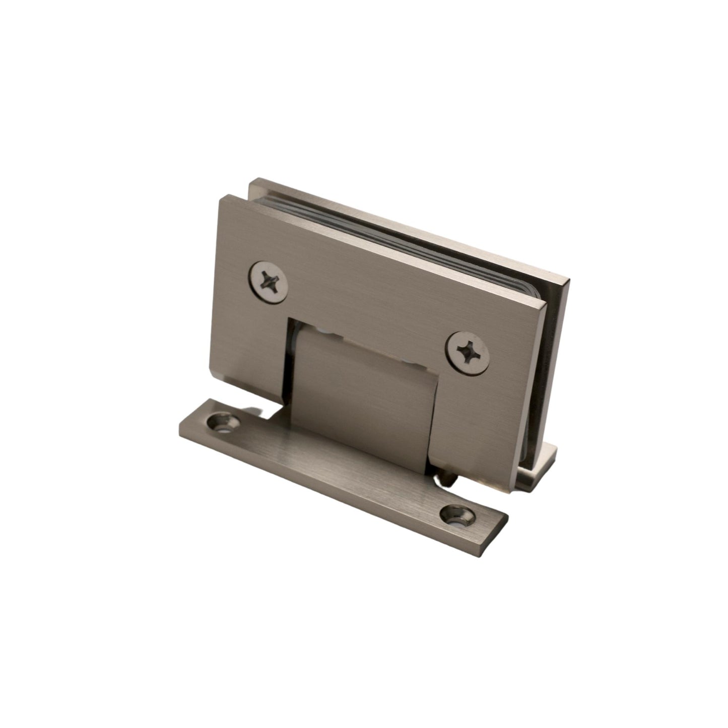 Brushed Nickel 90 Degree Square Edge H Plate Wall Mount Hinge