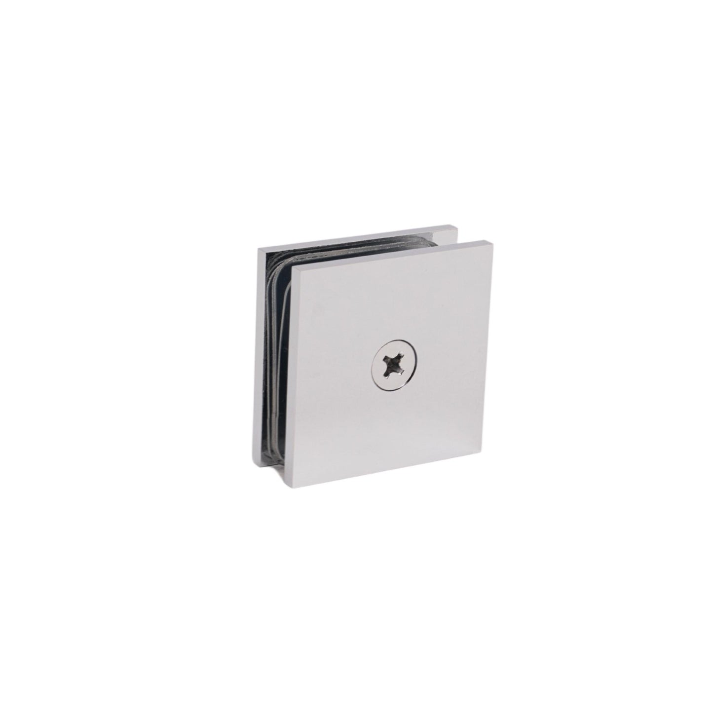 Chrome 0 Degree Single Hole Square Edge Glass Clamp