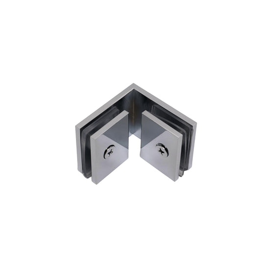 Chrome 90 Degree Square Edge Glass to Glass Clamp